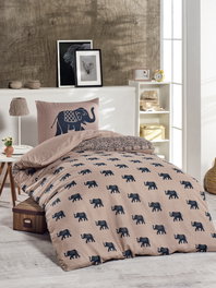 L'essentiel linge de maison Juego de funda nórdica Fil - Blue, beige y azul, 140 x 200 cm